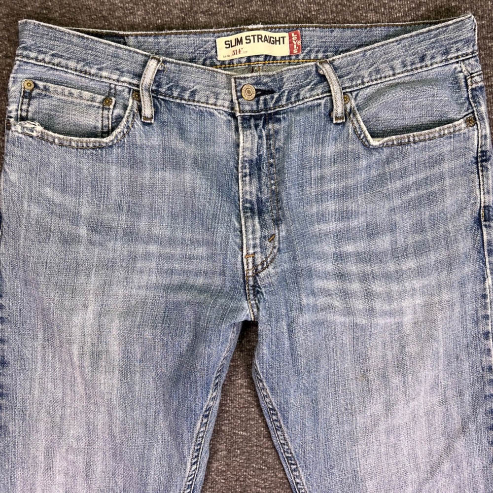 Levis 514 Jeans Mens 36x32 Light Wash Slim Straight Classic Casual Denim Retro - Picture 5 of 16